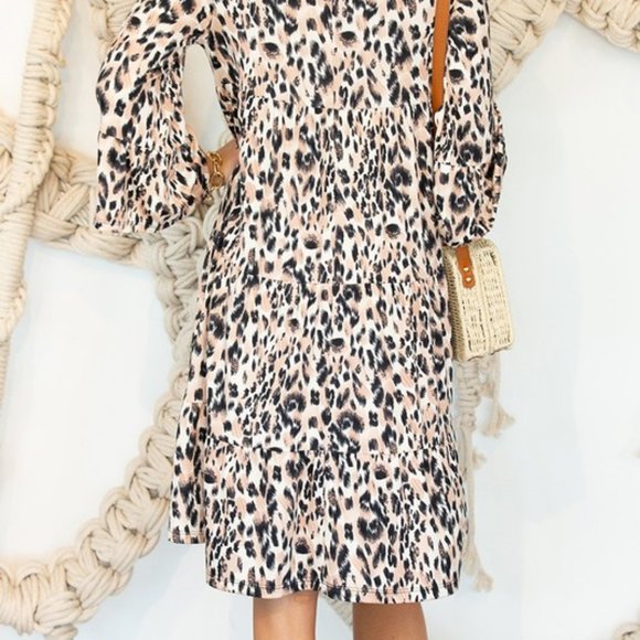 !RESTOCKED!  V Neck 3-Tiered Ruffle Dress with Ruffle Sleeve - Picture 6 of 8